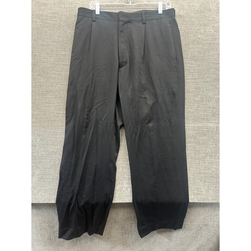 Claiborne Dress Pants Mens 34x32 Black Pleated Mid Rise Straight Leg Business
